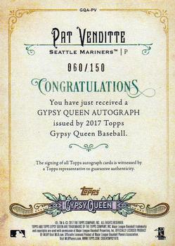 2017 Topps Gypsy Queen - Gypsy Queen Autographs Purple #GQA-PV Pat Venditte Back