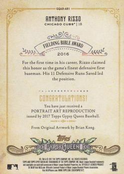 2017 Topps Gypsy Queen - Portrait Art Reproductions #GQAR-AR1 Anthony Rizzo Back