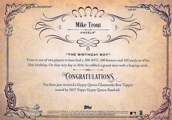 2017 Topps Gypsy Queen - GQ GlassWorks Box Toppers Black #GW-MT Mike Trout Back