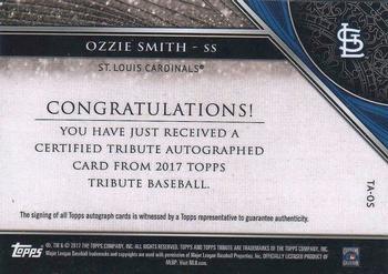 2017 Topps Tribute - Tribute Autographs Black #TA-OS Ozzie Smith Back