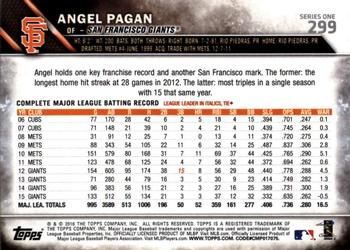2016 Topps - Sparkle Foil #299 Angel Pagan Back