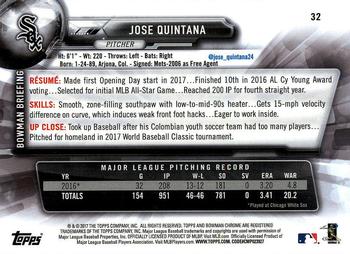 2017 Bowman Chrome #32 Jose Quintana Back