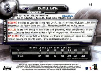 2017 Bowman Chrome #85 Raimel Tapia Back