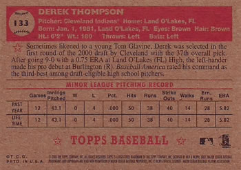 2001 Topps Heritage #133 Derek Thompson Back