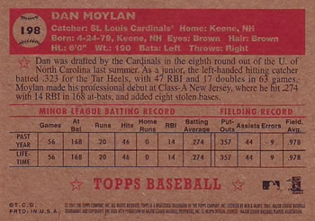 2001 Topps Heritage #198 Dan Moylan Back