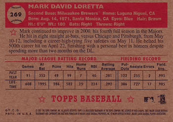 2001 Topps Heritage #269 Mark Loretta Back