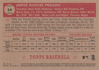 2001 Topps Heritage #24 Jorge Posada Back