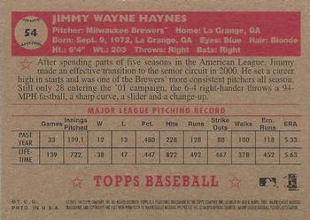 2001 Topps Heritage #54 Jimmy Haynes Back
