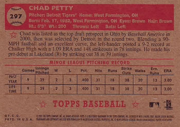 2001 Topps Heritage #297 Chad Petty Back