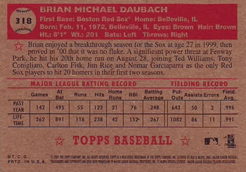 2001 Topps Heritage #318 Brian Daubach Back