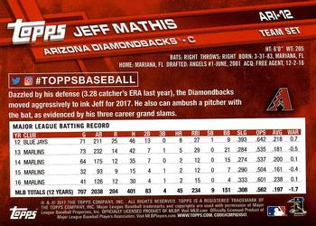 2017 Topps Arizona Diamondbacks #ARI-12 Jeff Mathis Back