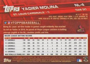 2017 Topps National League Standouts #NL-4 Yadier Molina Back