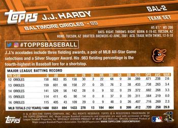 2017 Topps Baltimore Orioles #BAL-2 J.J. Hardy Back