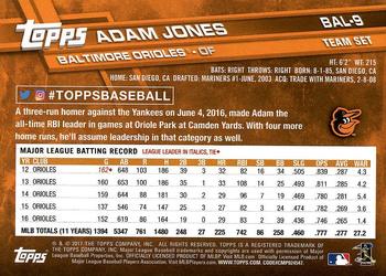 2017 Topps Baltimore Orioles #BAL-9 Adam Jones Back