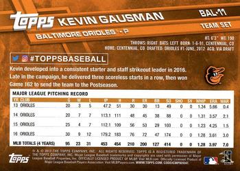 2017 Topps Baltimore Orioles #BAL-11 Kevin Gausman Back