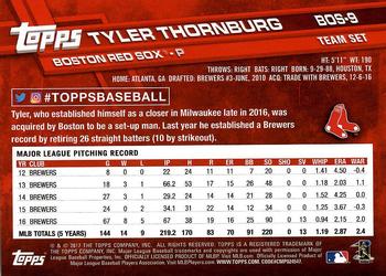 2017 Topps Boston Red Sox #BOS-9 Tyler Thornburg Back