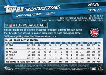 2017 Topps Chicago Cubs #CHC-5 Ben Zobrist Back