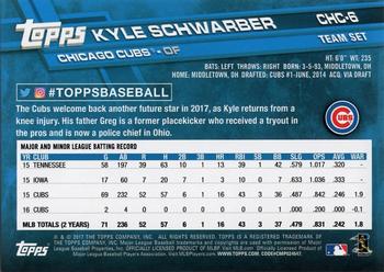 2017 Topps Chicago Cubs #CHC-6 Kyle Schwarber Back
