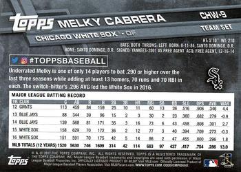 2017 Topps Chicago White Sox #CHW-9 Melky Cabrera Back