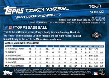 2017 Topps Milwaukee Brewers #MIL-7 Corey Knebel Back