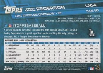 2017 Topps Los Angeles Dodgers #LAD-4 Joc Pederson Back