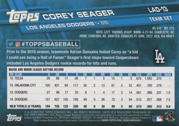 2017 Topps Los Angeles Dodgers #LAD-13 Corey Seager Back
