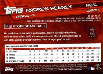 2017 Topps Los Angeles Angels #ANG-14 Andrew Heaney Back