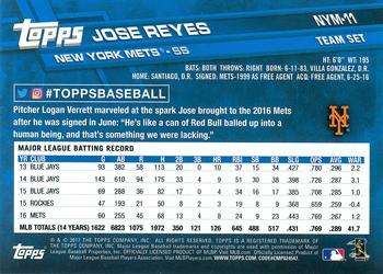 2017 Topps New York Mets #NYM-11 Jose Reyes Back