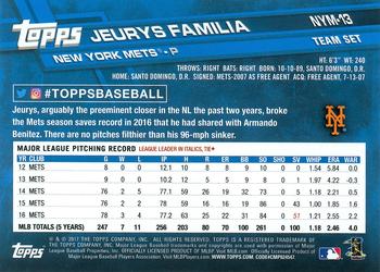 2017 Topps New York Mets #NYM-13 Jeurys Familia Back