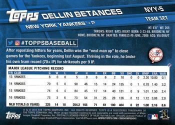 2017 Topps New York Yankees #NYY-5 Dellin Betances Back
