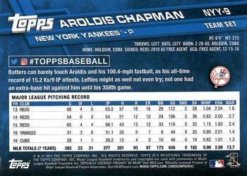 2017 Topps New York Yankees #NYY-9 Aroldis Chapman Back