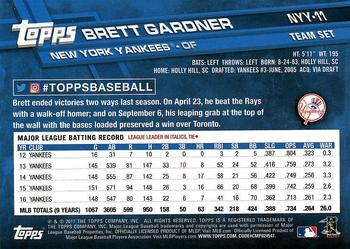 2017 Topps New York Yankees #NYY-11 Brett Gardner Back