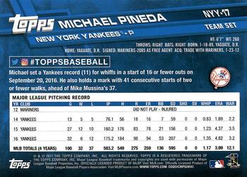 2017 Topps New York Yankees #NYY-17 Michael Pineda Back