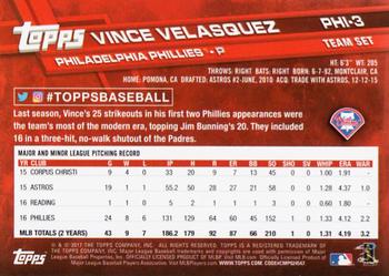 2017 Topps Philadelphia Phillies #PHI-3 Vince Velasquez Back