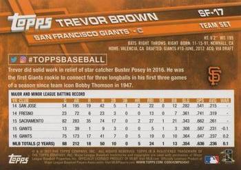2017 Topps San Francisco Giants #SF-17 Trevor Brown Back