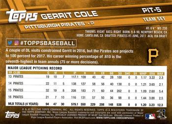 2017 Topps Pittsburgh Pirates #PIT-5 Gerrit Cole Back