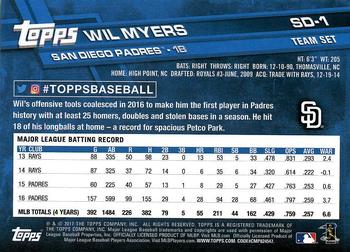 2017 Topps San Diego Padres #SD-1 Wil Myers Back