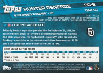 2017 Topps San Diego Padres #SD-6 Hunter Renfroe Back