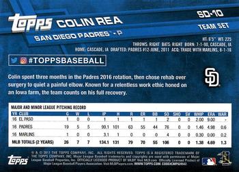 2017 Topps San Diego Padres #SD-10 Colin Rea Back