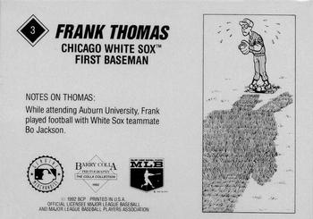 1992 Barry Colla Frank Thomas #3 Frank Thomas Back