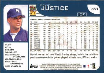2001 Topps Opening Day #120 David Justice Back