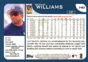 2001 Topps Opening Day #140 Bernie Williams Back