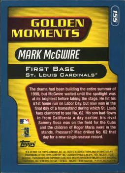 2001 Topps Opening Day #155 Mark McGwire Back