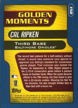 2001 Topps Opening Day #158 Cal Ripken Jr. Back