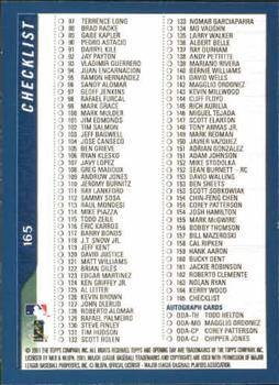 2001 Topps Opening Day #165 Checklist Back