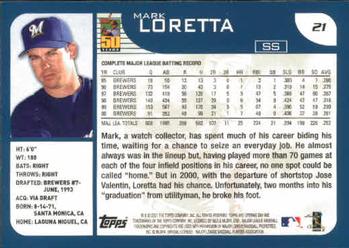 2001 Topps Opening Day #21 Mark Loretta Back