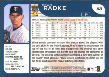 2001 Topps Opening Day #88 Brad Radke Back