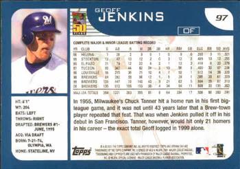2001 Topps Opening Day #97 Geoff Jenkins Back