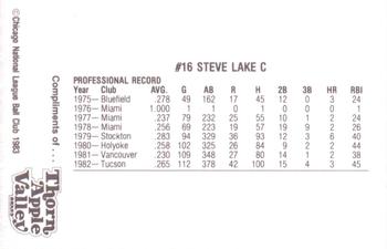 1983 Thorn Apple Valley Chicago Cubs #NNO Steve Lake Back