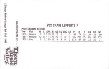 1983 Thorn Apple Valley Chicago Cubs #NNO Craig Lefferts Back